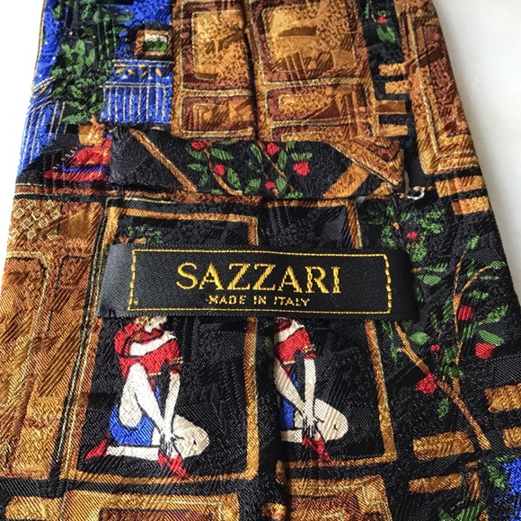 Vintage Sazari Burlesque Pin Up Print Silk necktie - Picture 5 of 5